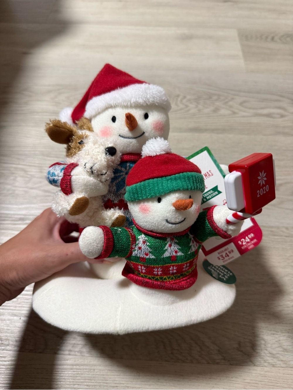 Hallmark 2020 Jingle Pals Cozy Christmas Selfie-Snowmen Dog Motion Lights W/ Tag